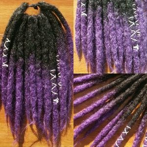 Handmade thick crochet black purple ombre dreads
